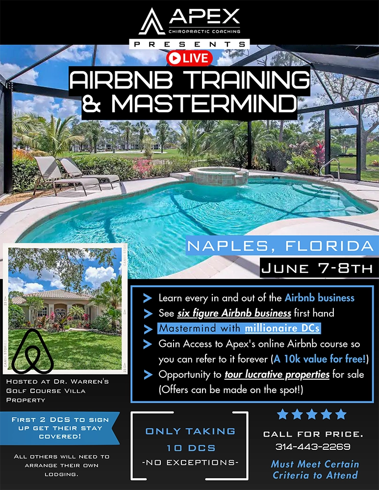 Consulting Company Apex Chiropractic AirBNB Training Mastermind